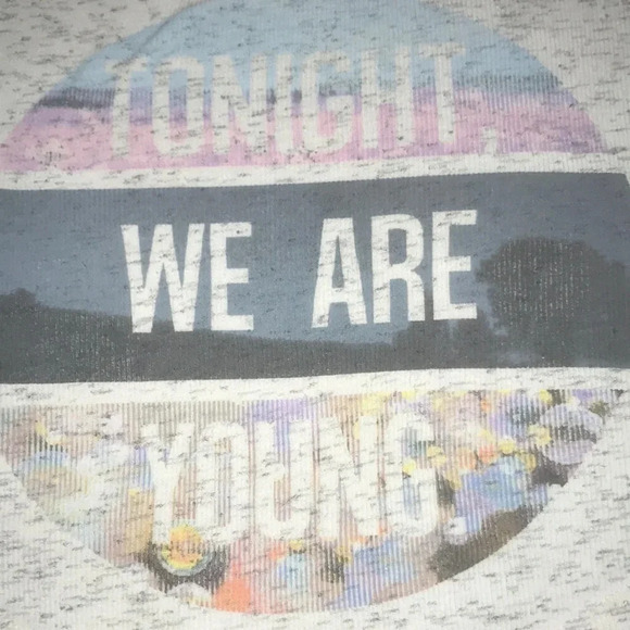 MIGHTY FINE tank top gray cream heather “Tonight We Are Young” graphic size S - Picture 3 of 6
